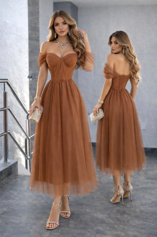 Vestido tulle café 🤎