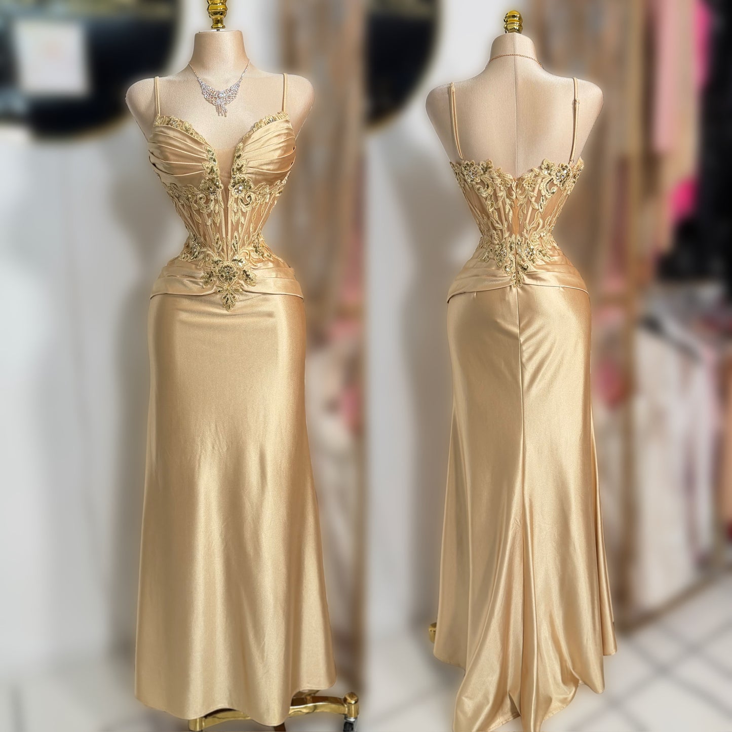 Vestido dorado satín 💛