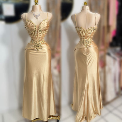 Vestido dorado satín 💛
