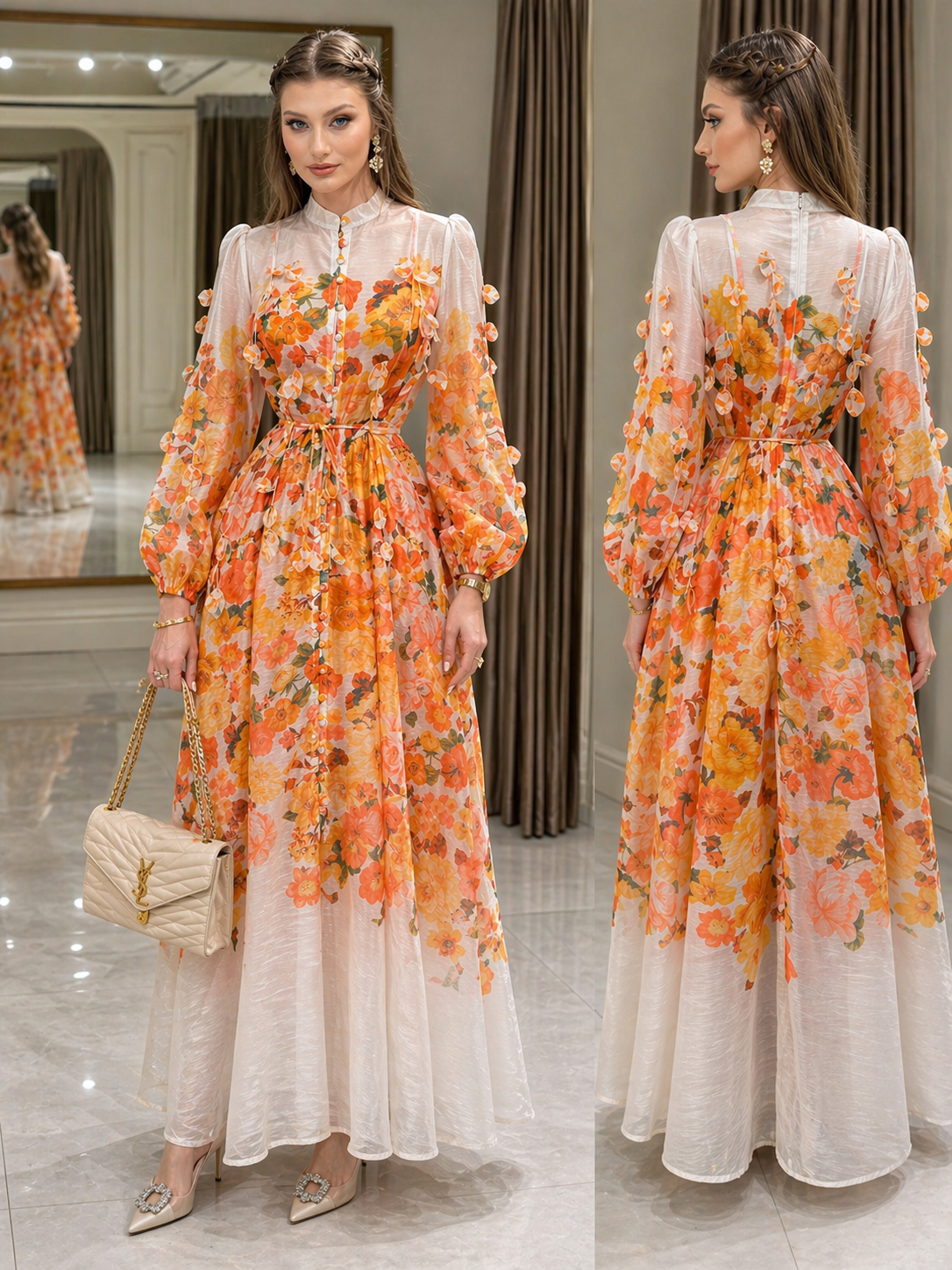 Vestido naranja pétalos 🧡
