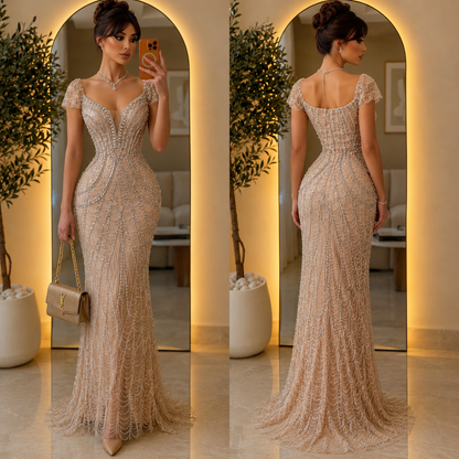 Vestido champagne pedrería ✨🫰🏻