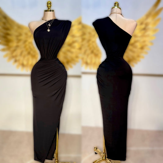 Vestido negro licra asimétrico 🖤