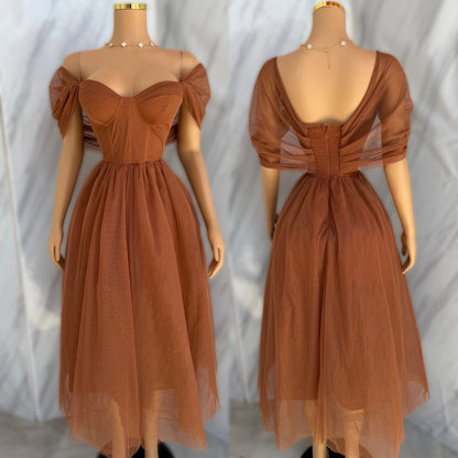 Vestido tulle café 🤎
