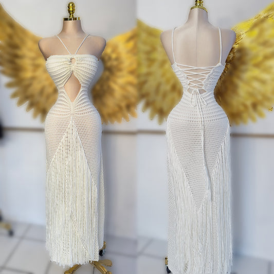 Maxi vestido tejido beige 🤍