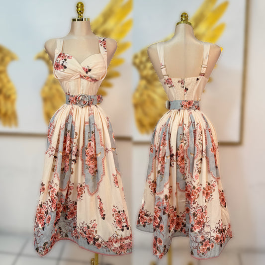 vestido beige cinto