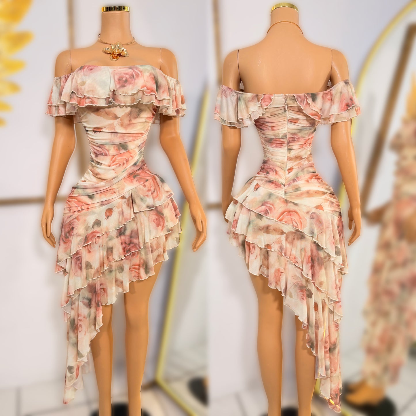 Vestido flores mesh 🤎