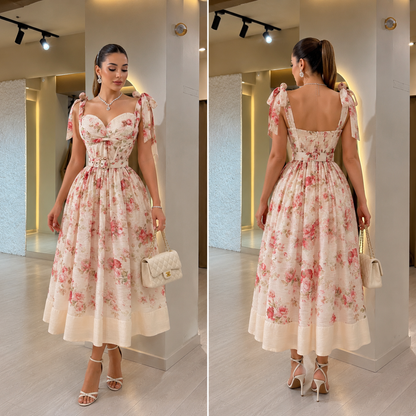 Vestido flores cinturón 🌹
