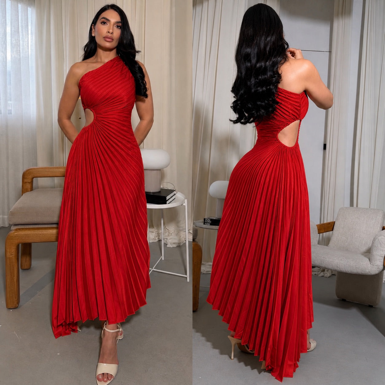 Vestido rojo plisado ❤️