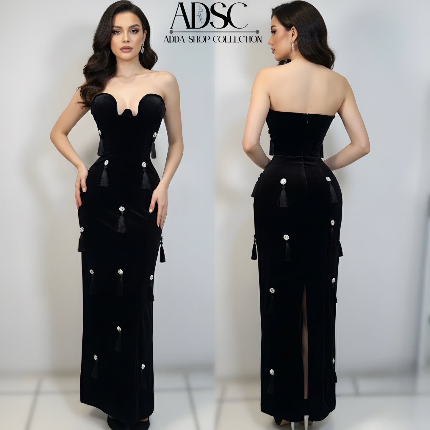 Vestido negro terciopelo y pedrería 🖤