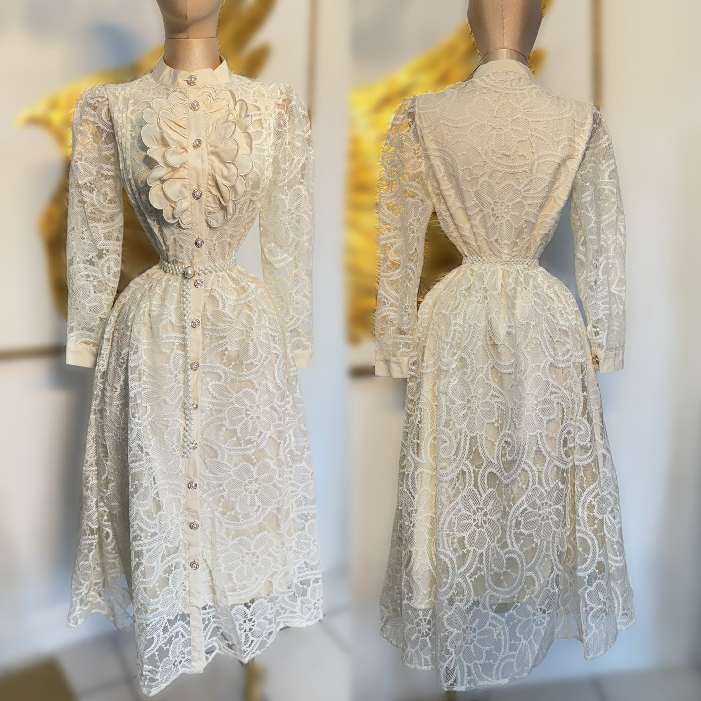 Vestido beige bordado 🤍