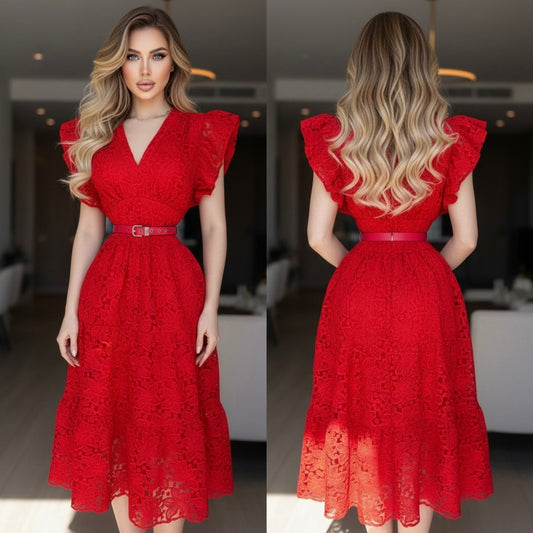 Vestido rojo cinturón ❤️