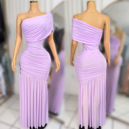 Vestido lila mesh asimétrico 💜