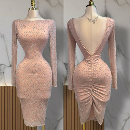 vestido rosa palo pedrería ✨