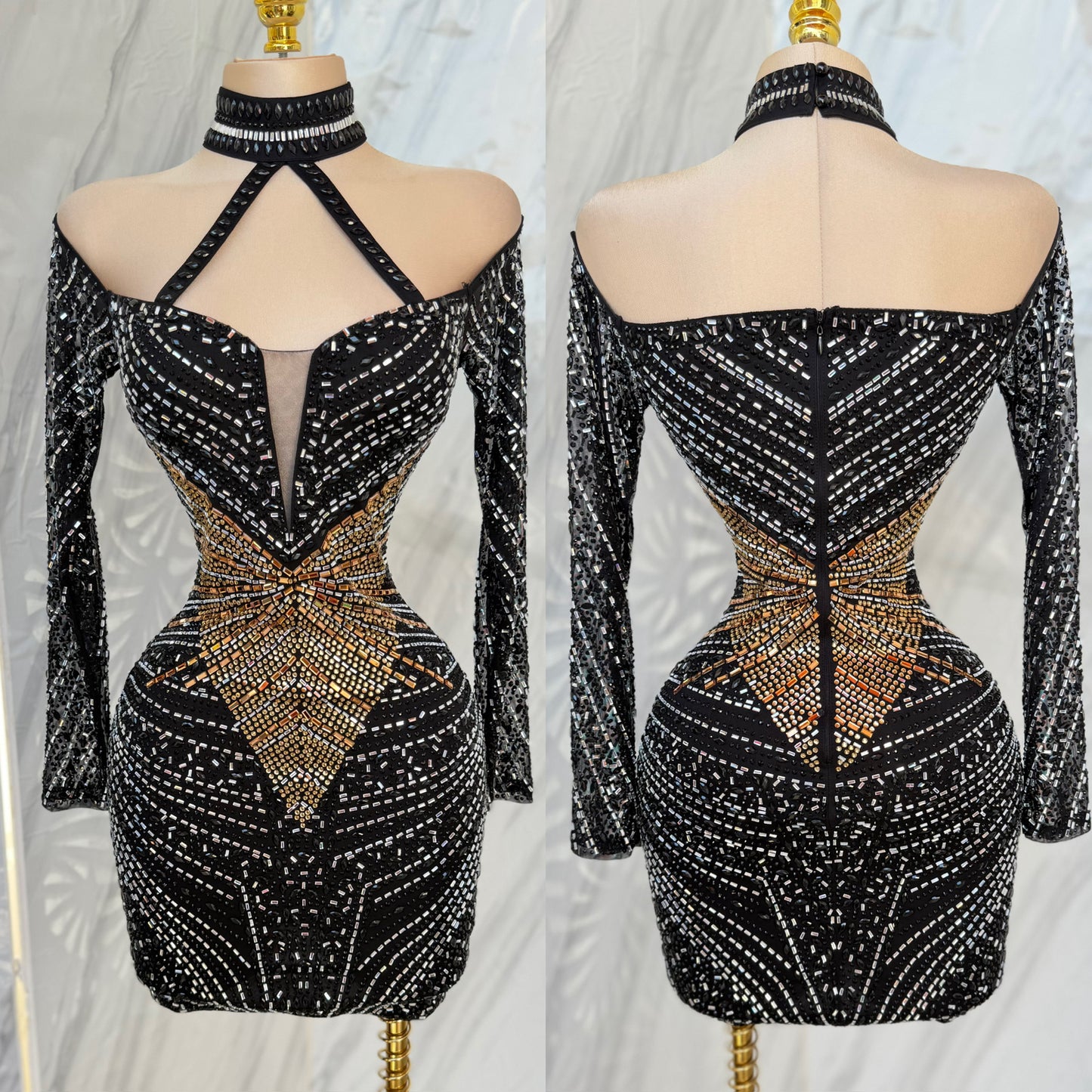 Vestido negro pedrería 🖤✨