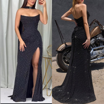 Vestido negro corset pedrería 🖤
