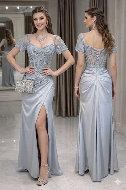 Vestido corset azul satín 🩵
