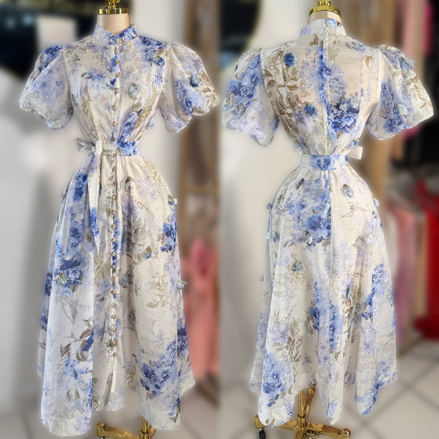 Vestido azul flores y pedrería 💙✨