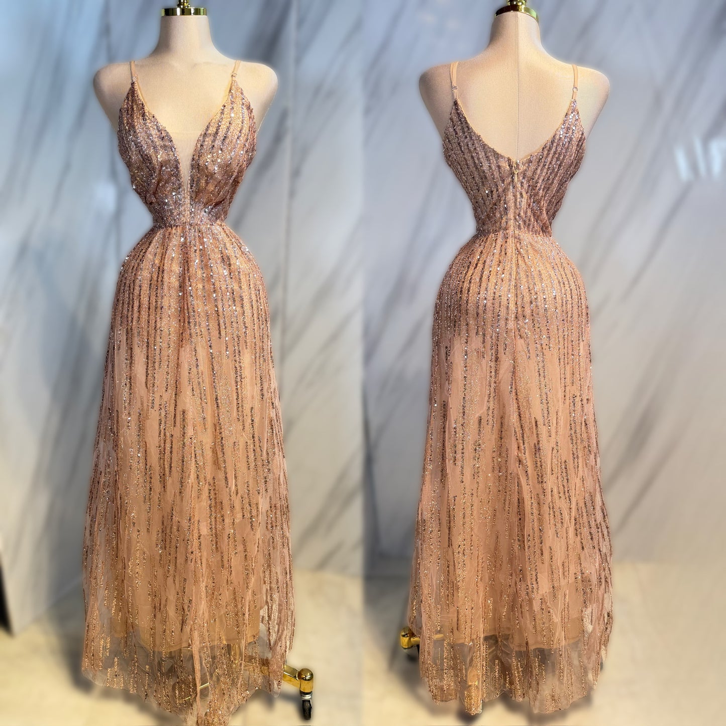 Vestido rose gold glitter ✨🩷