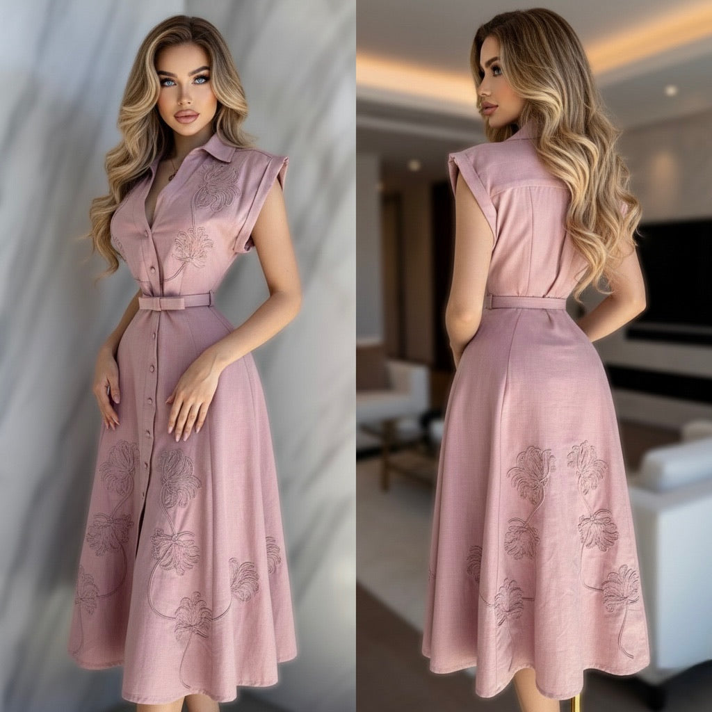 Vestido rosa bordado 🩷