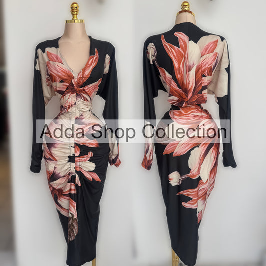 Vestido negro flores licra 🩷