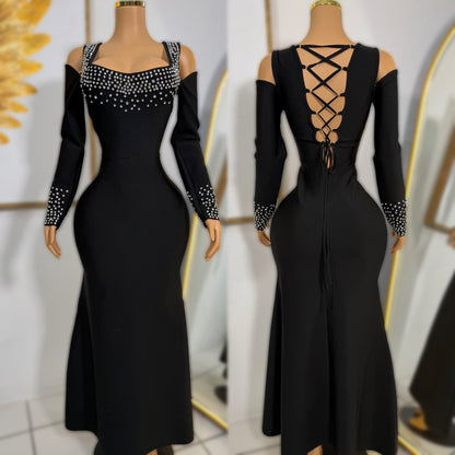 Vestido negro bandage pedrería 🖤