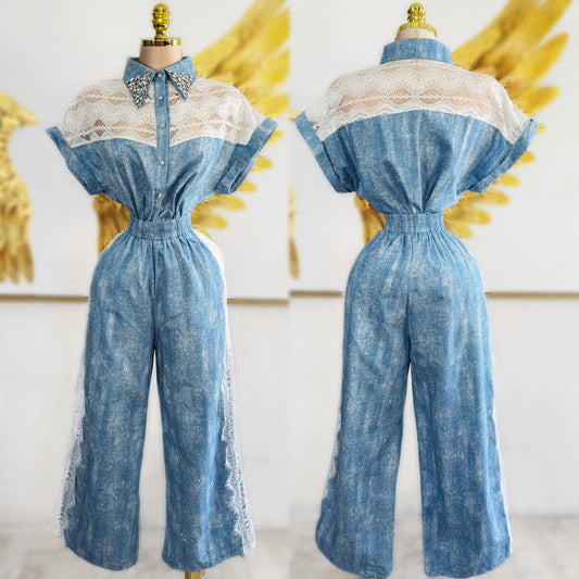 Conjunto mezclilla pedrería ✨