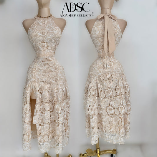 Vestido beige bordado