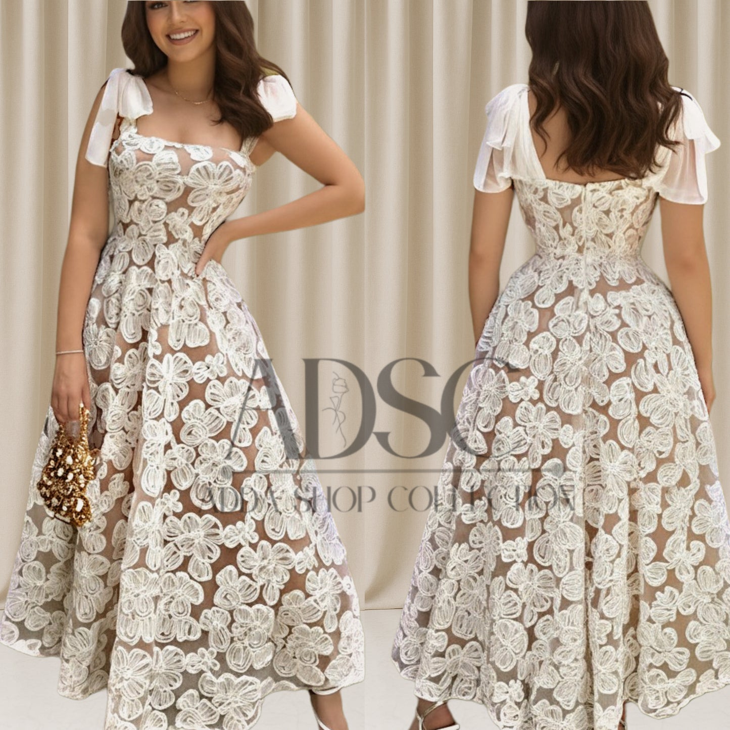 Vestido bordado flores 3D