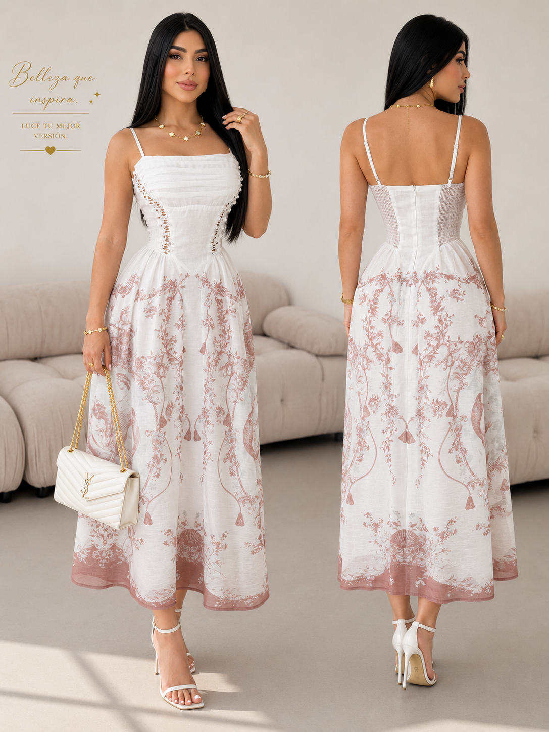 Vestido blanco/café lino 🤍🤎