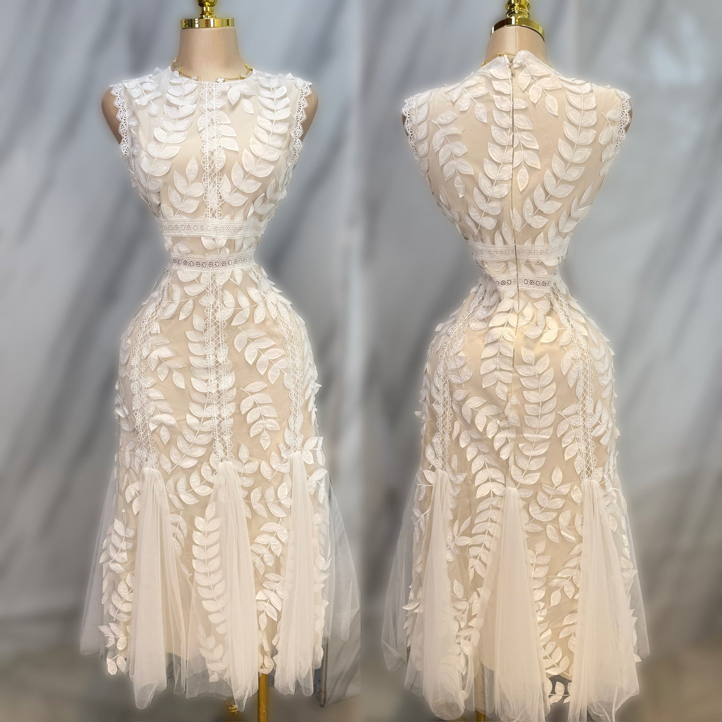 Vestido blanco tulle y pétalos 🤍