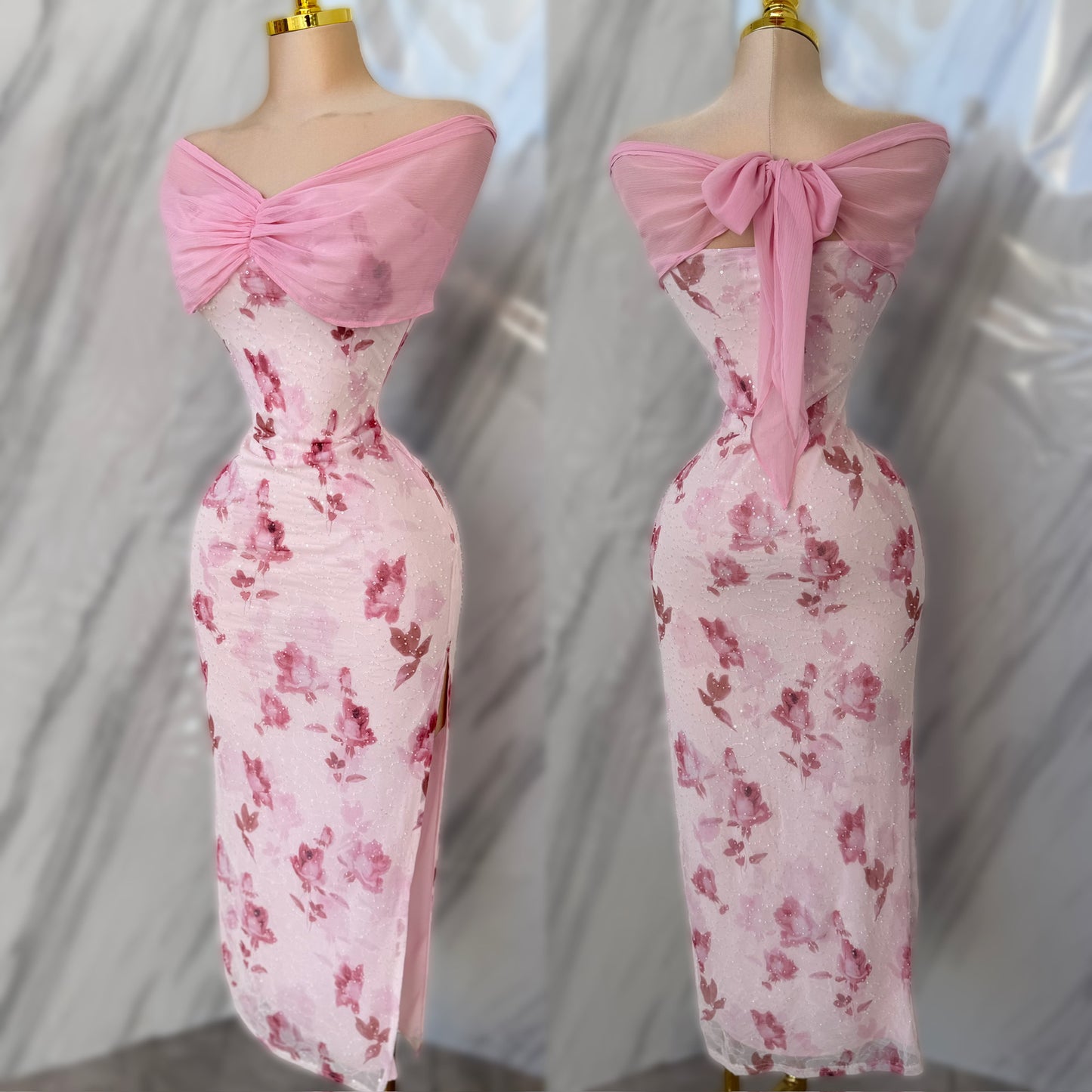 Vestido rosa canutillo 🩷