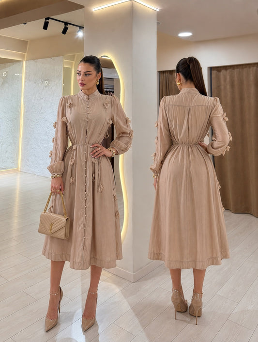 Vestido café pétalos 🤎✨