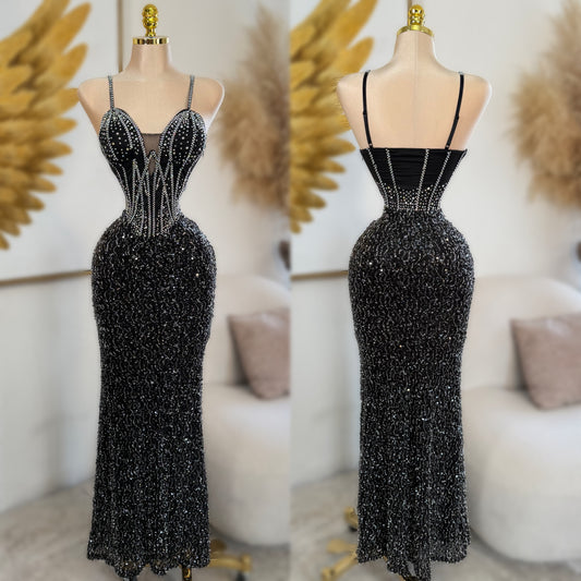 Vestido negro pedrería y lentejuelas 🖤✨