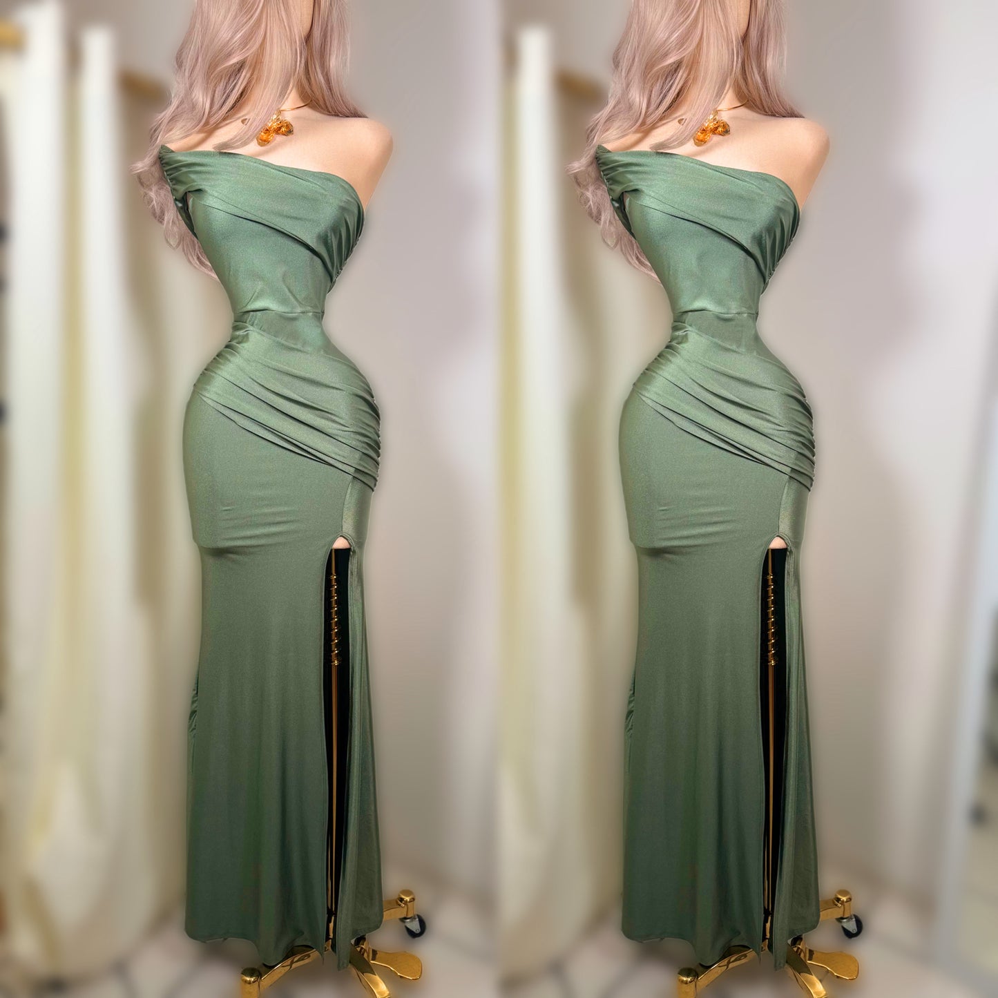 Vestido verde licra satinada 💚