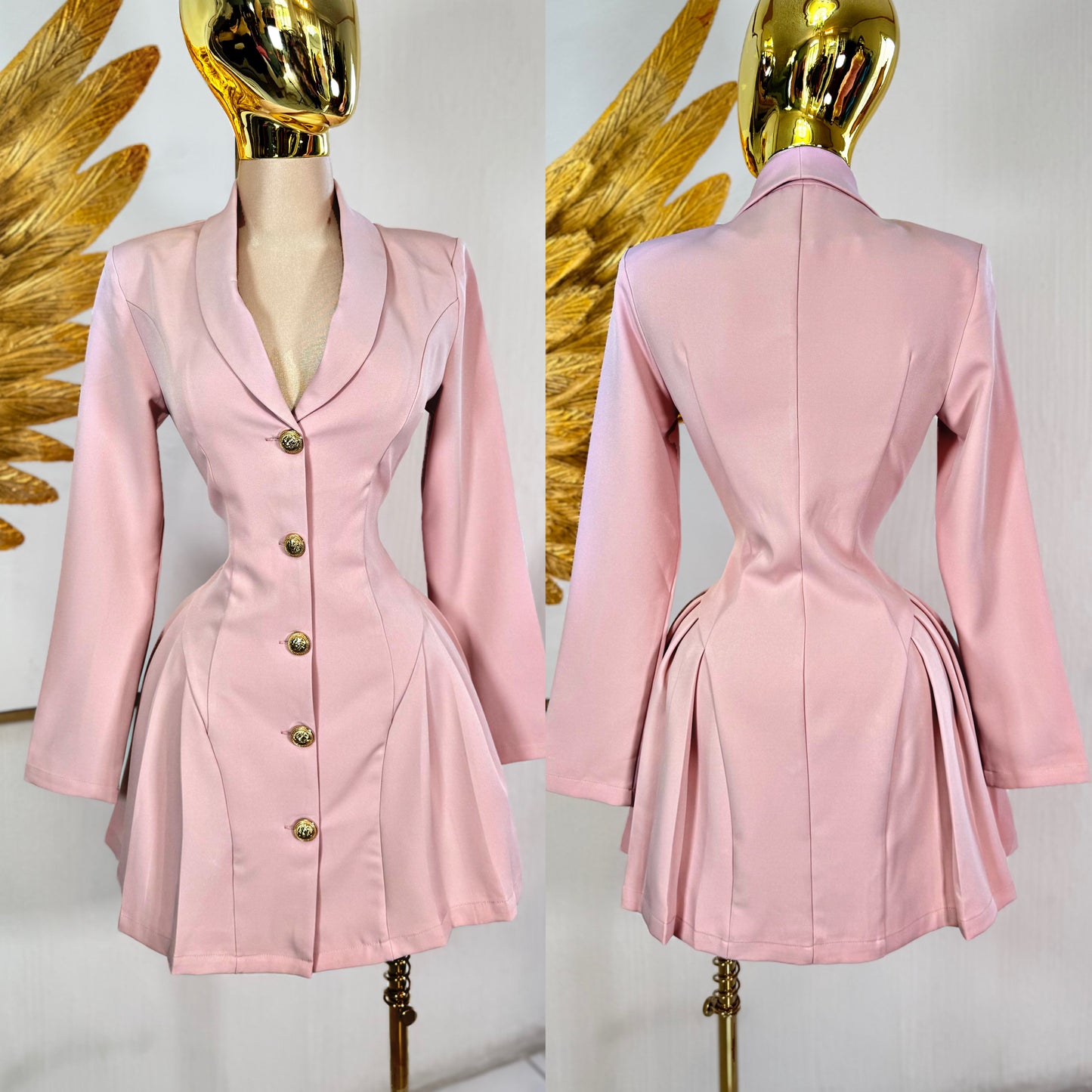Vestido/blazer botones dorados rosa 🌸