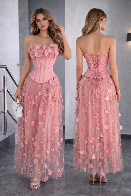 Conjunto rosa corset y falda 🩷