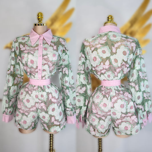 Conjunto encaje short 🌸
