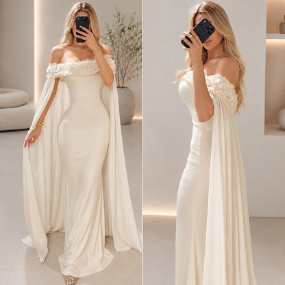 Vestido beige capa ✨🤍