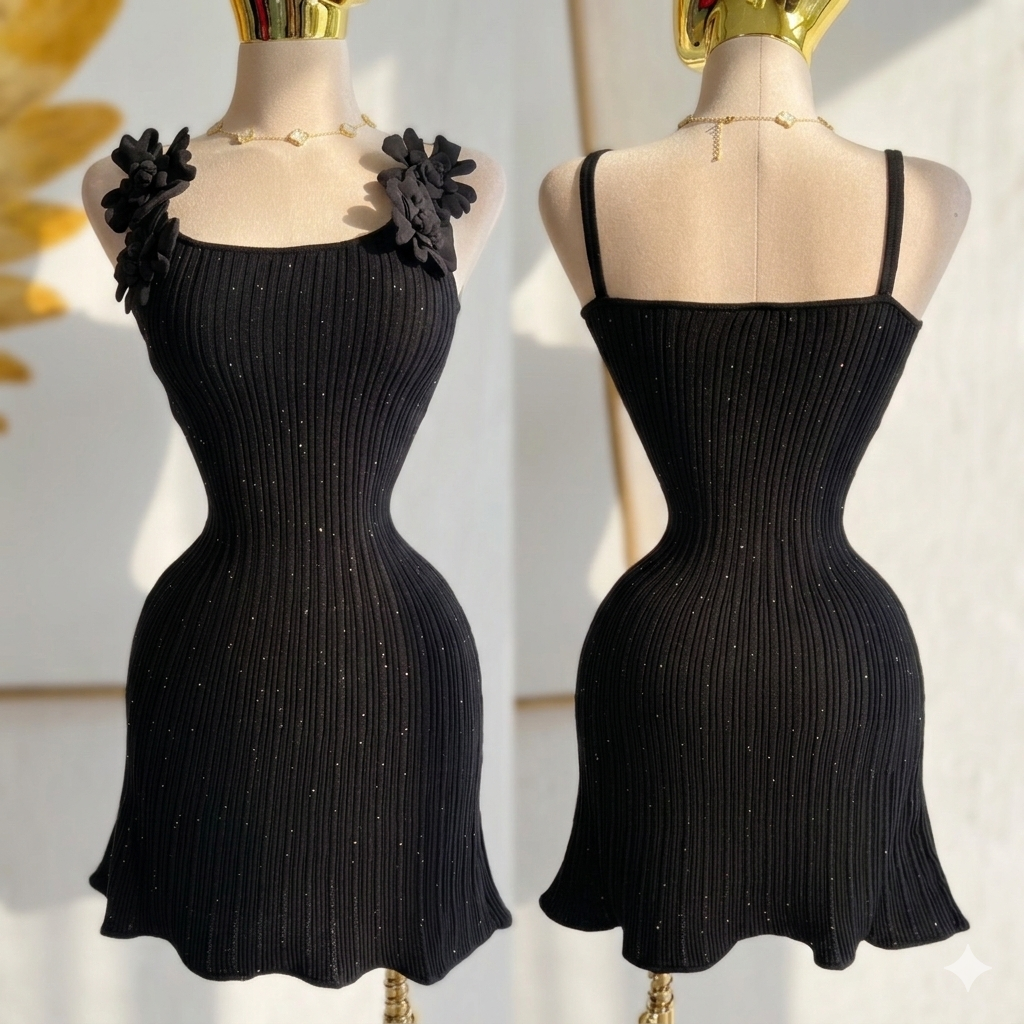 vestido negro tela de punto  🖤