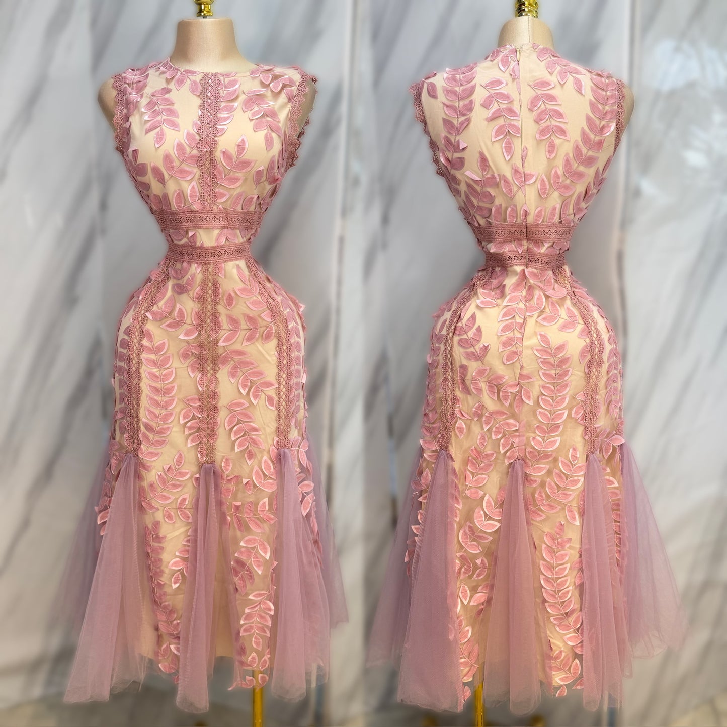 Vestido rosa tulle y pétalos 🩷