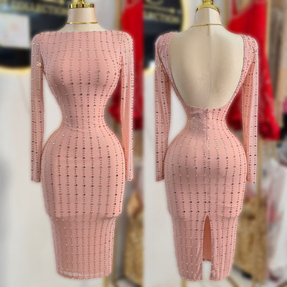 Vestido rosa pedrería 🩷