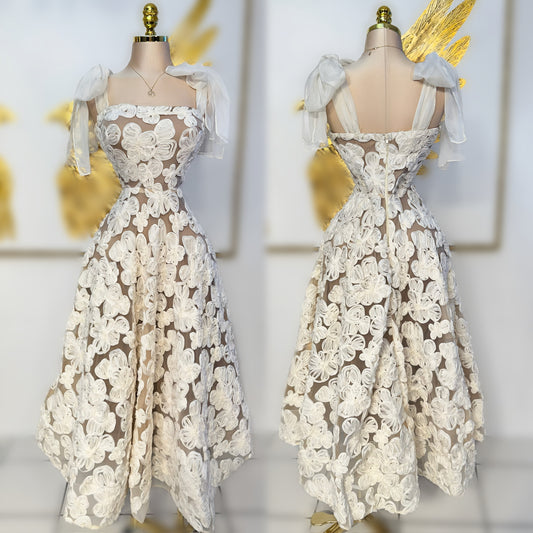 Vestido bordado flores 3D