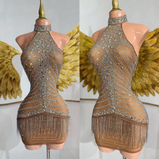 Vestido café pedrería ✨
