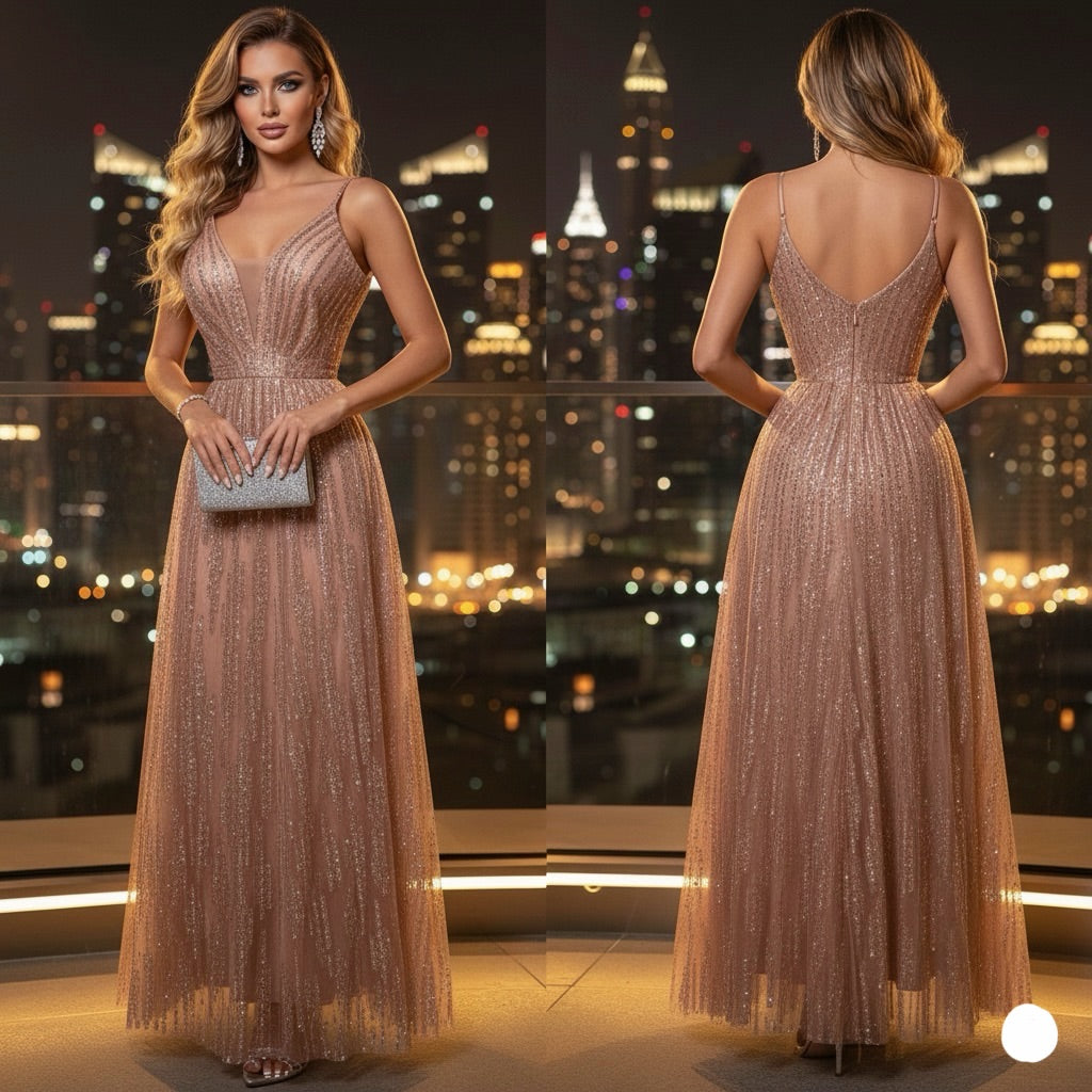 Vestido rose gold glitter ✨🩷