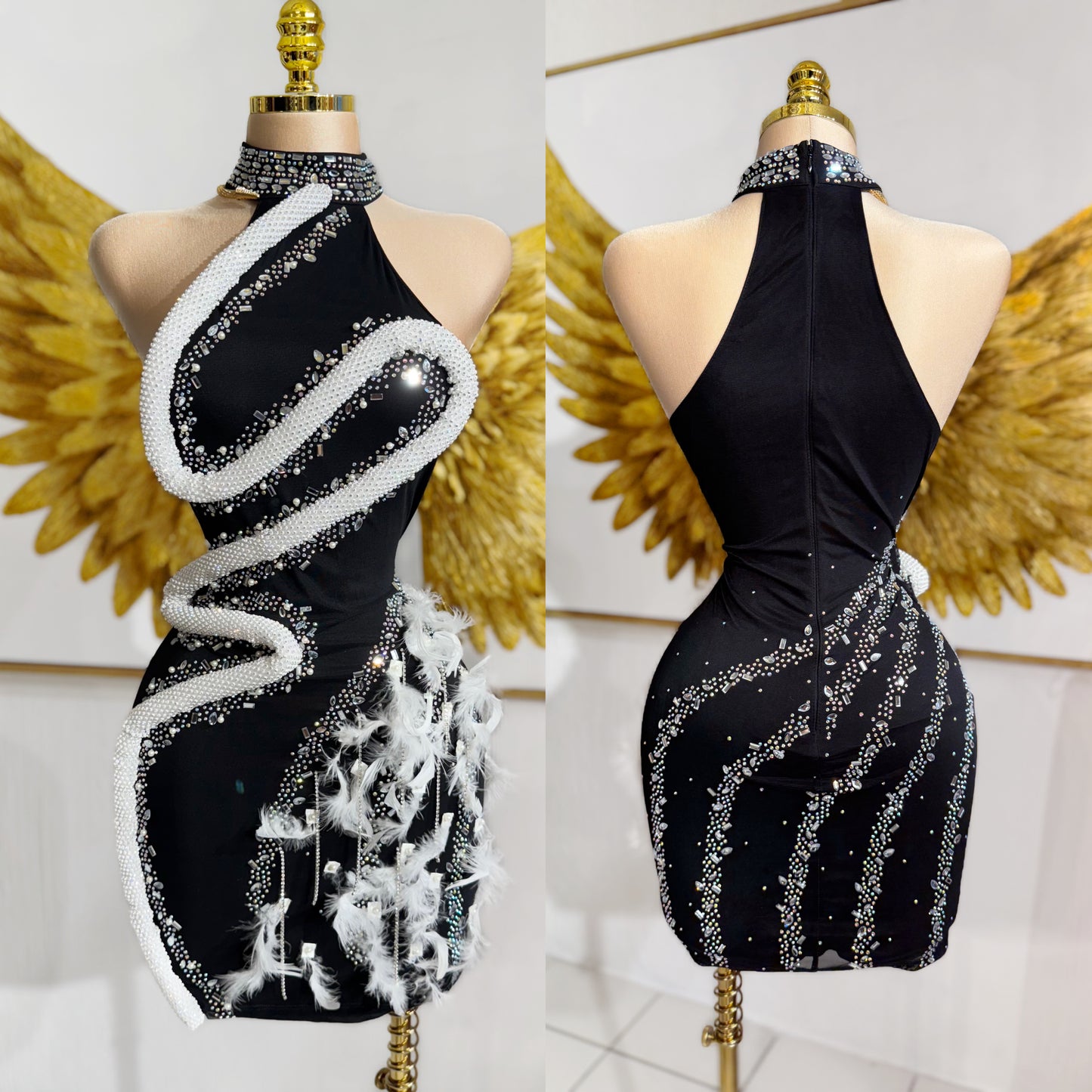 Vestido negro snake pedrería ✨