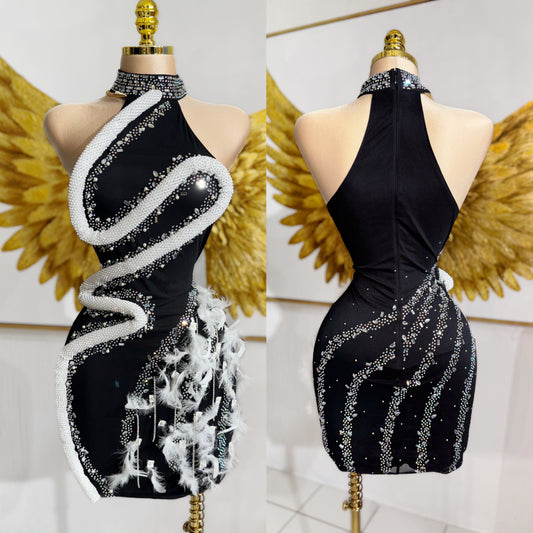 Vestido negro snake pedrería ✨