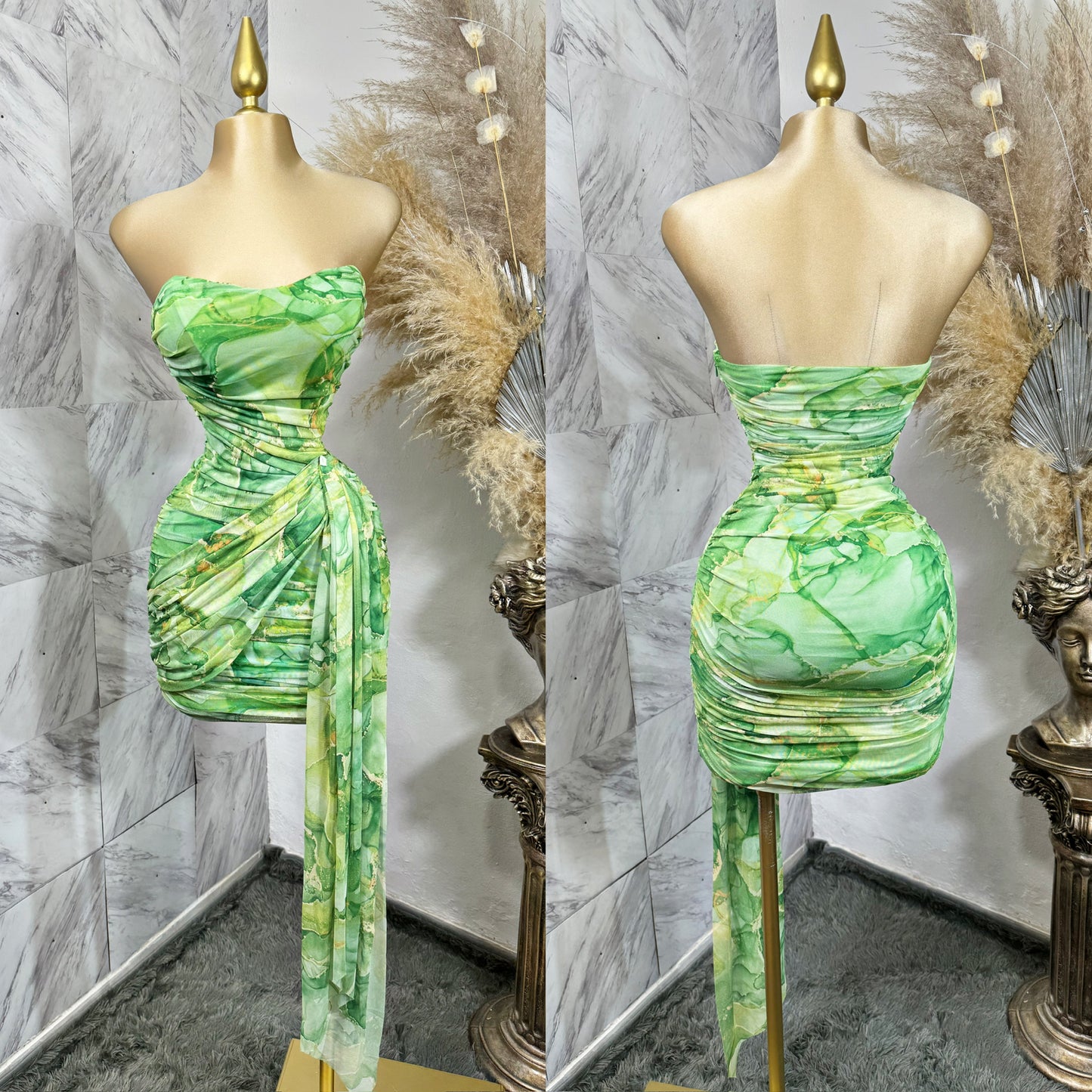 Mini vestido verde mesh