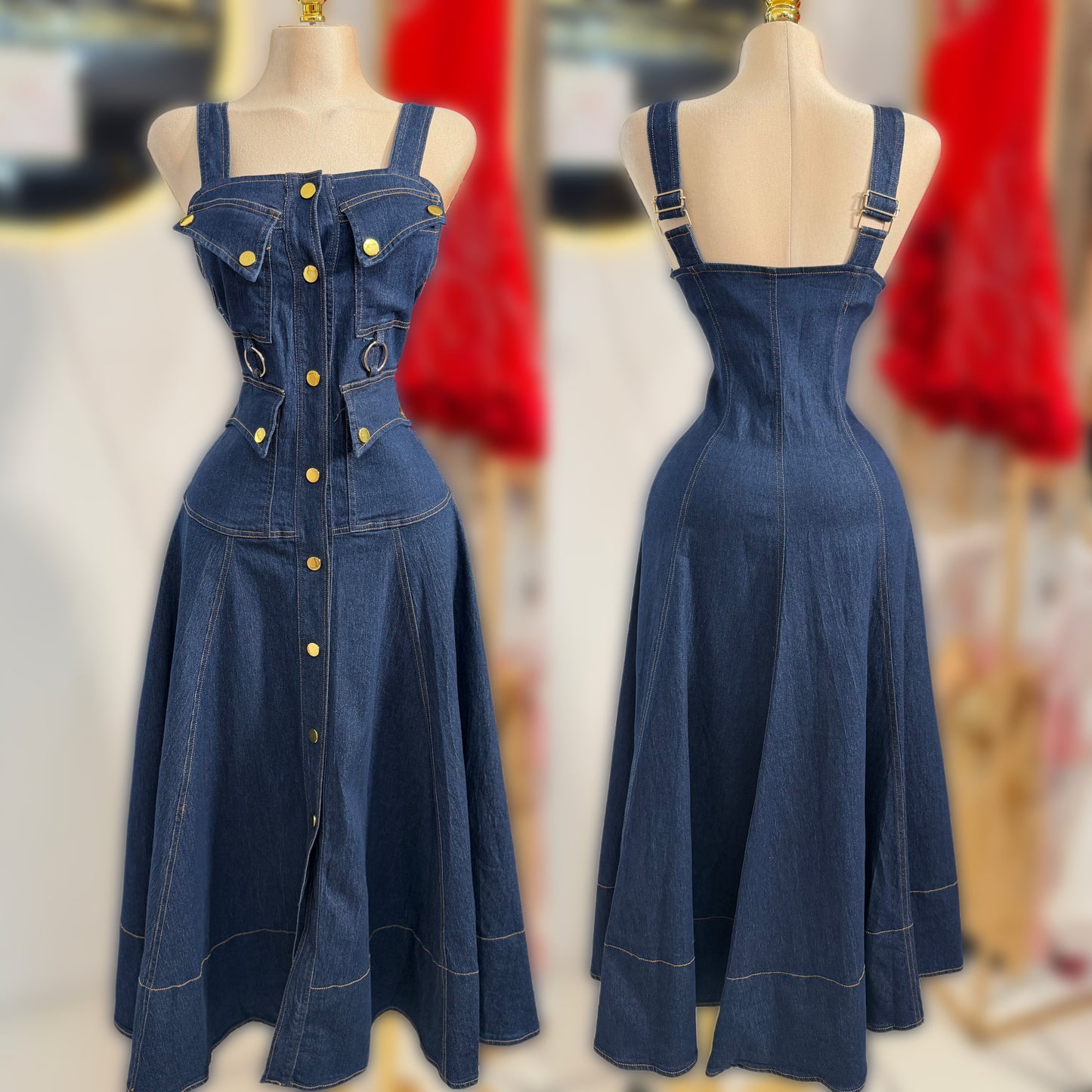 Vestido mezclilla botones dorados 💙