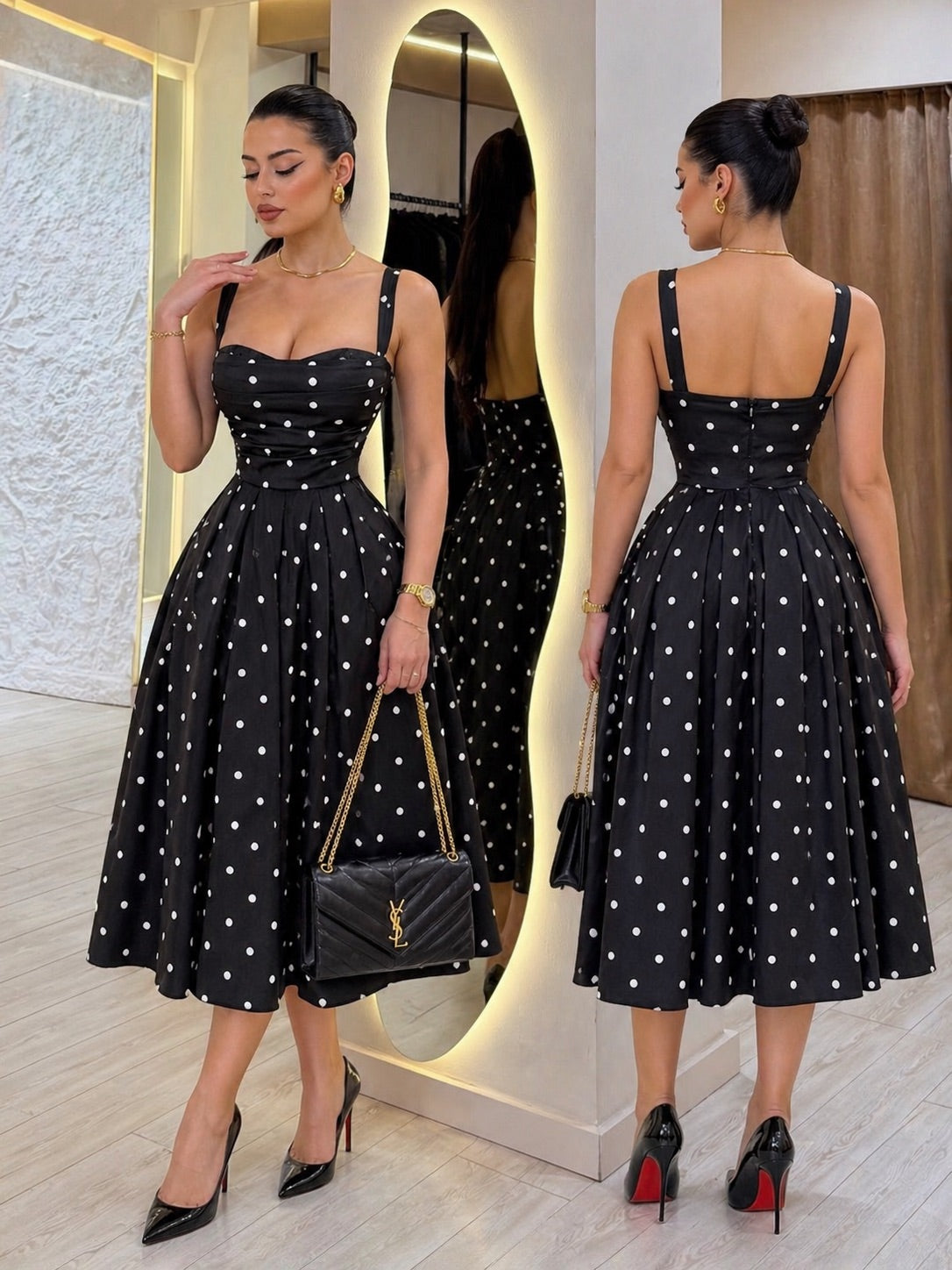 Vestido negro lunares 🖤 satin