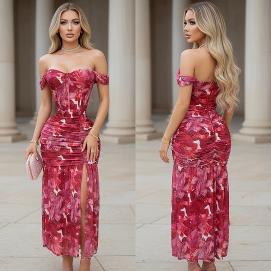 Vestido rosa multicolor mesh 🩷❤️🤍